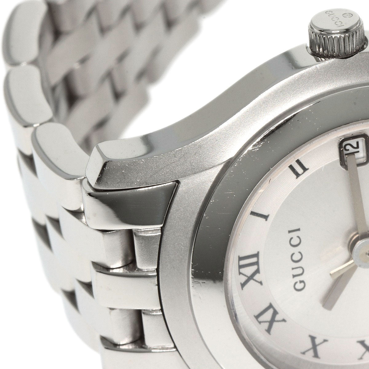 GUCCI Watches Quartz 5500L Stainless Steel , Stainless Steel Silver Round face Silver dial Women Used