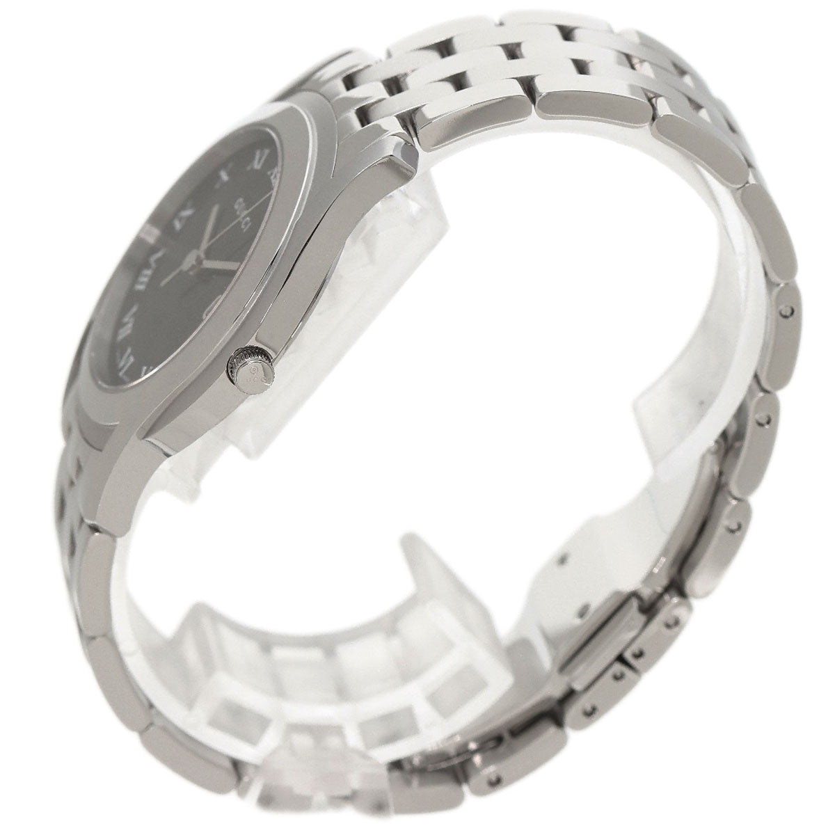 GUCCI Watches Quartz 5500M Stainless Steel , Stainless Steel Silver Round face black dial mens Used
