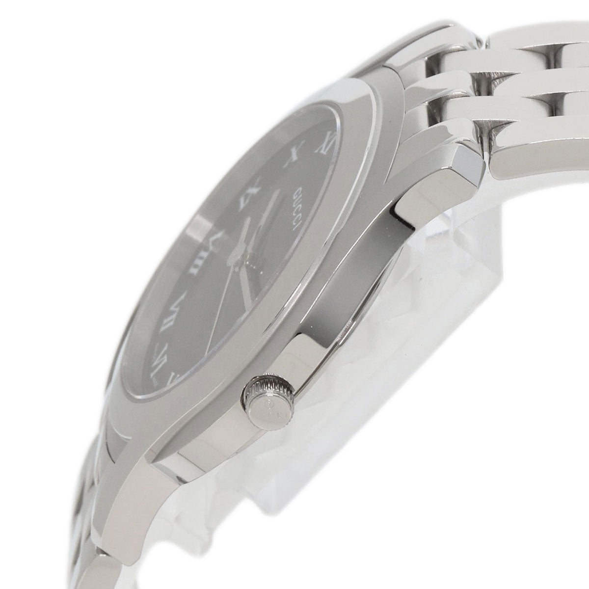 GUCCI Watches Quartz 5500M Stainless Steel , Stainless Steel Silver Round face black dial mens Used