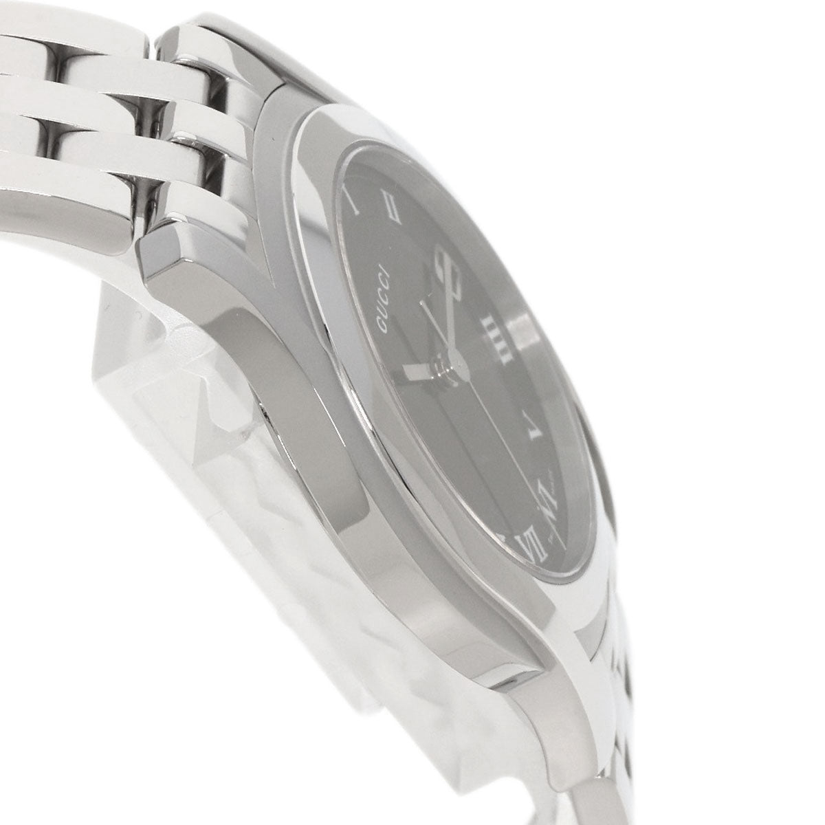 GUCCI Watches Quartz 5500M Stainless Steel , Stainless Steel Silver Round face black dial mens Used