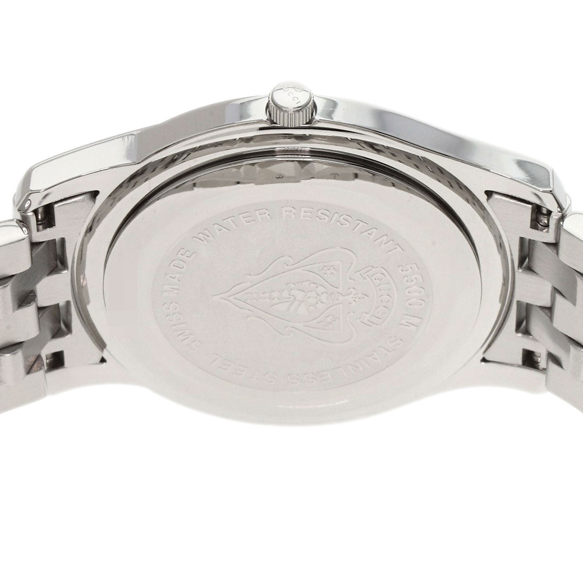 GUCCI Watches Quartz 5500M Stainless Steel , Stainless Steel Silver Round face black dial mens Used