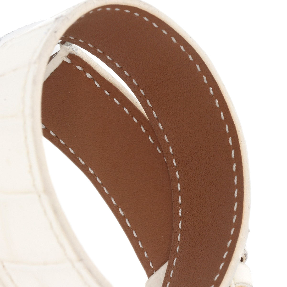 HERMES Watches Quartz CC3.730 Stainless Steel, Leather, Diamond Silver Cape Cod Chene Dunkle White shell dial Women Used