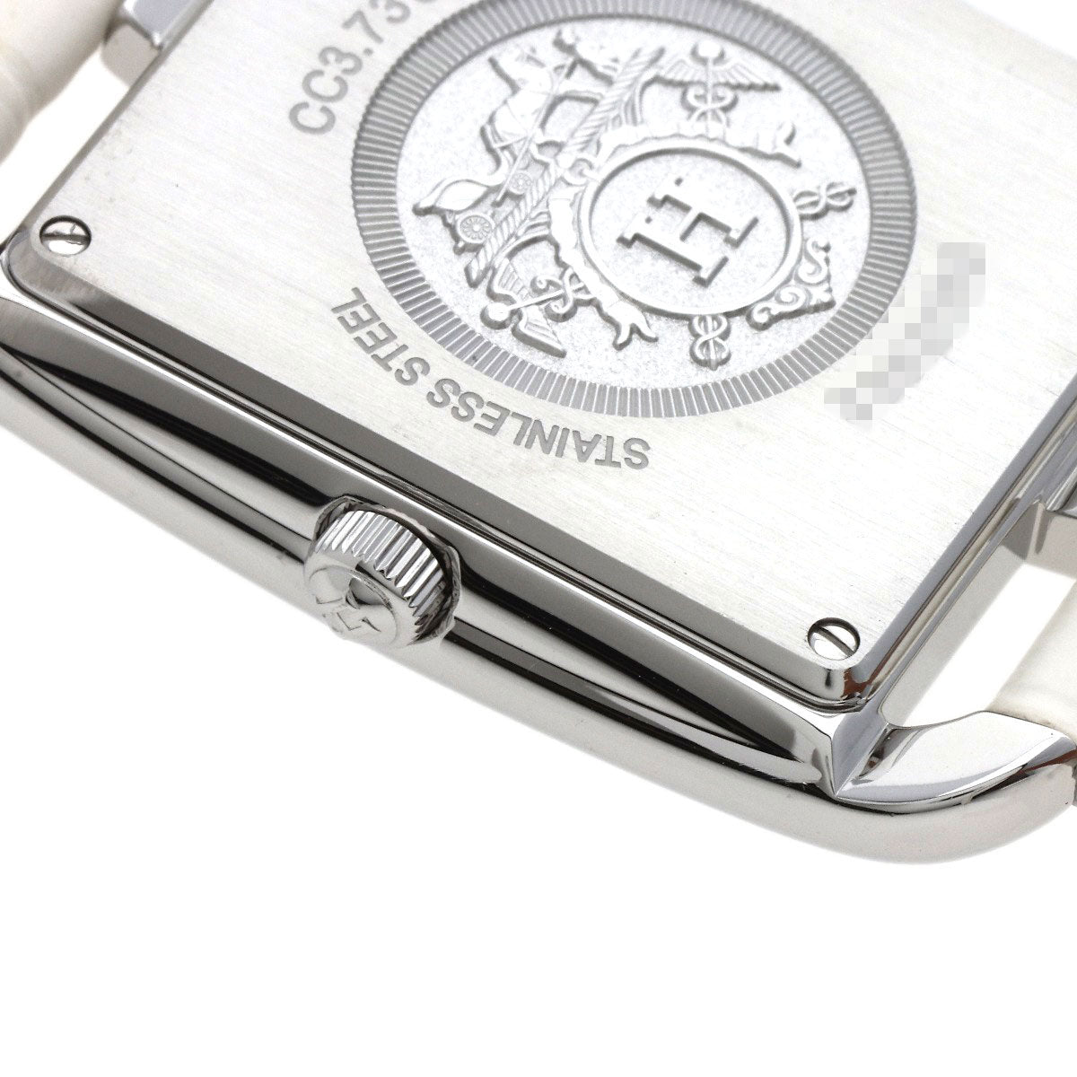 HERMES Watches Quartz CC3.730 Stainless Steel, Leather, Diamond Silver Cape Cod Chene Dunkle White shell dial Women Used