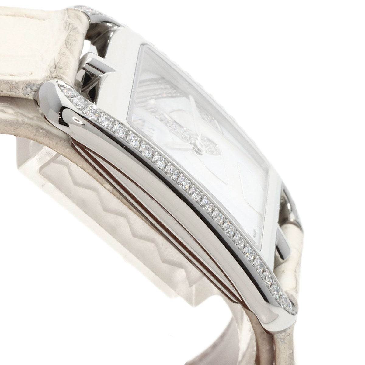 HERMES Watches Quartz CC3.730 Stainless Steel, Leather, Diamond Silver Cape Cod Chene Dunkle White shell dial Women Used