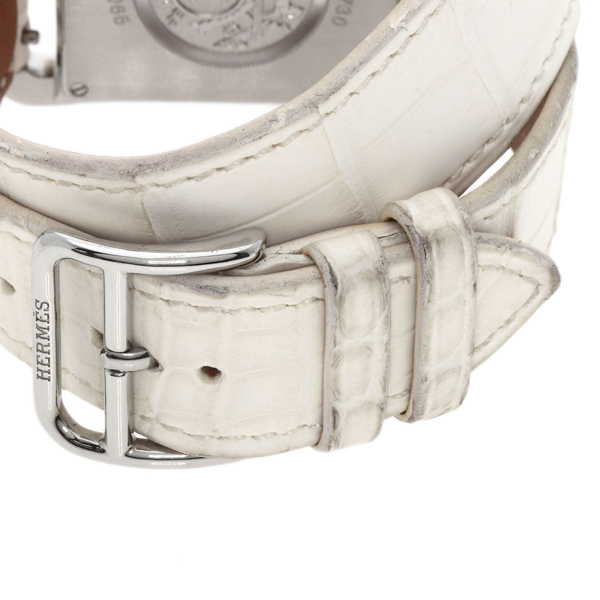 HERMES Watches Quartz CC3.730 Stainless Steel, Leather, Diamond Silver Cape Cod Chene Dunkle White shell dial Women Used