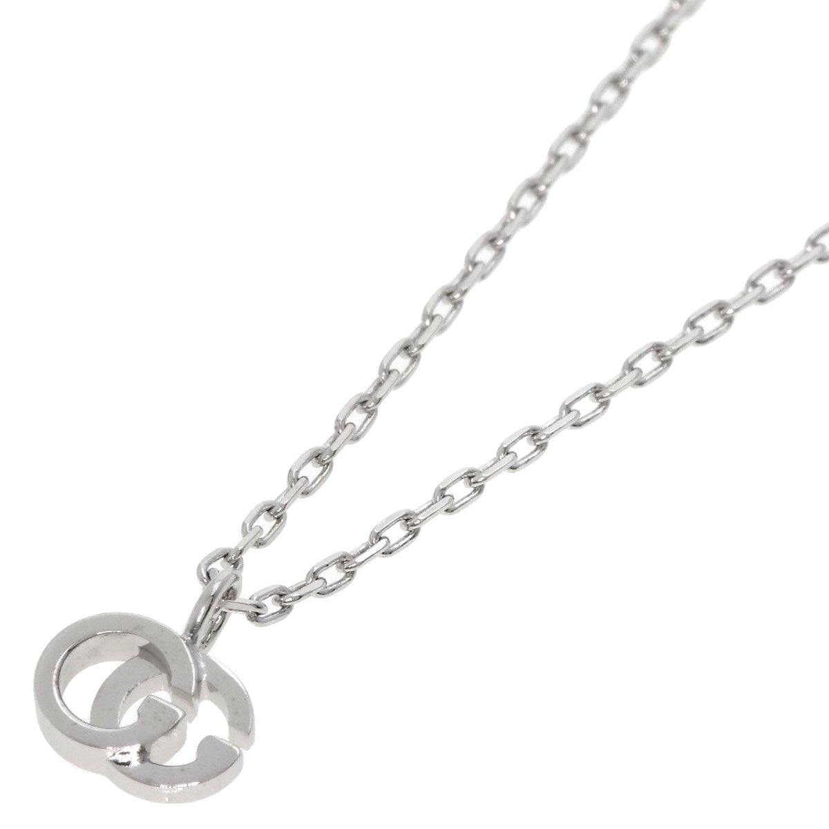 GUCCI Necklace K18WG Silver GG Running 1P Diamond