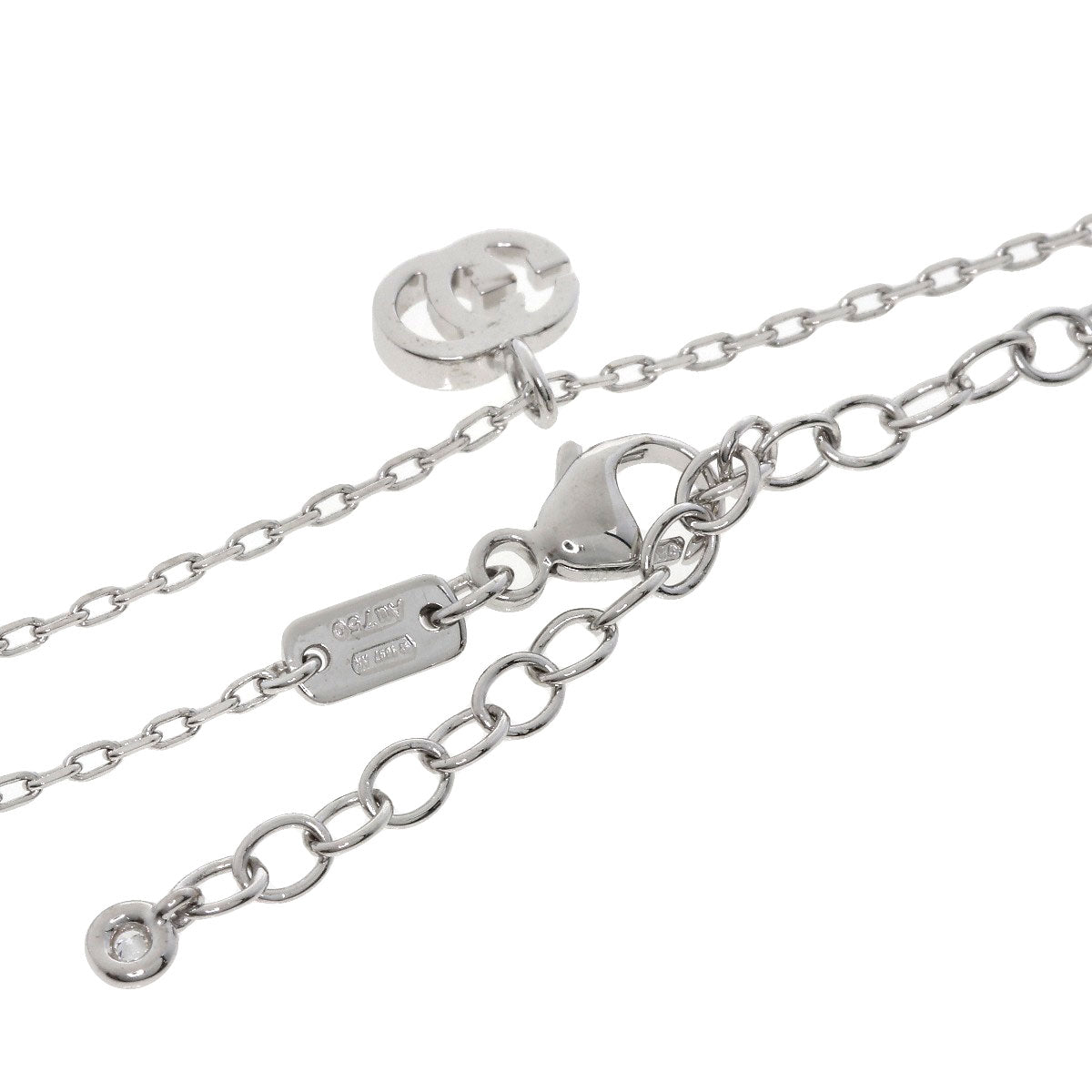 GUCCI Necklace K18WG Silver GG Running 1P Diamond