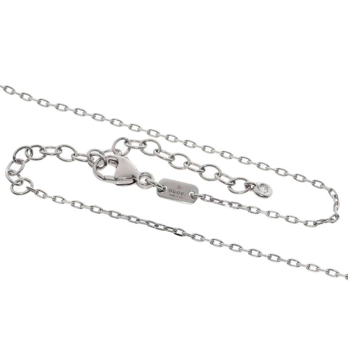 GUCCI Necklace K18WG Silver GG Running 1P Diamond