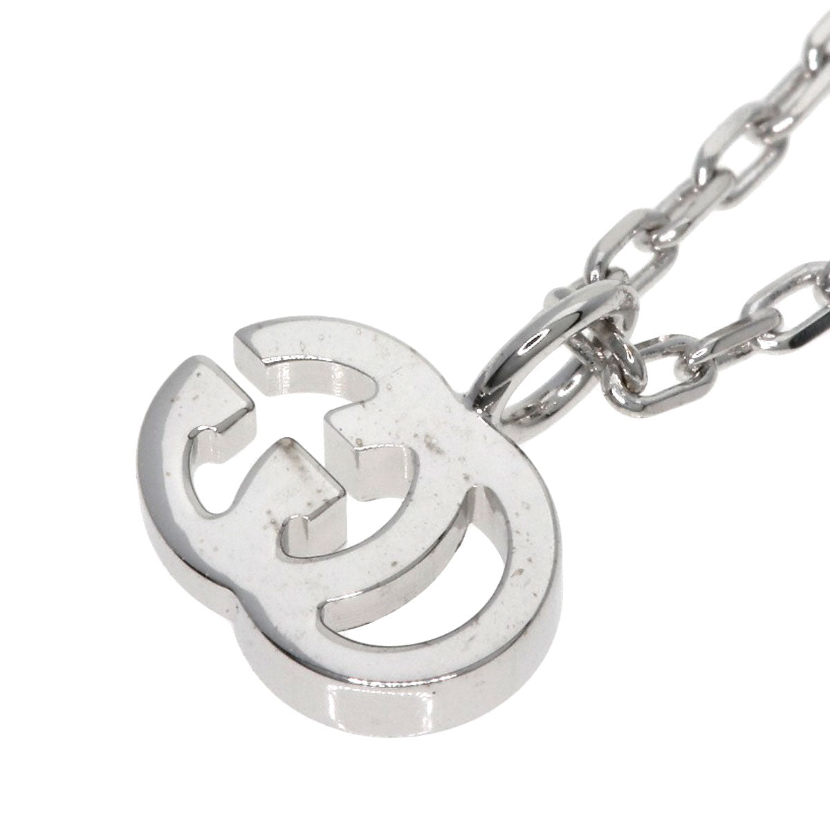GUCCI Necklace K18WG Silver GG Running 1P Diamond