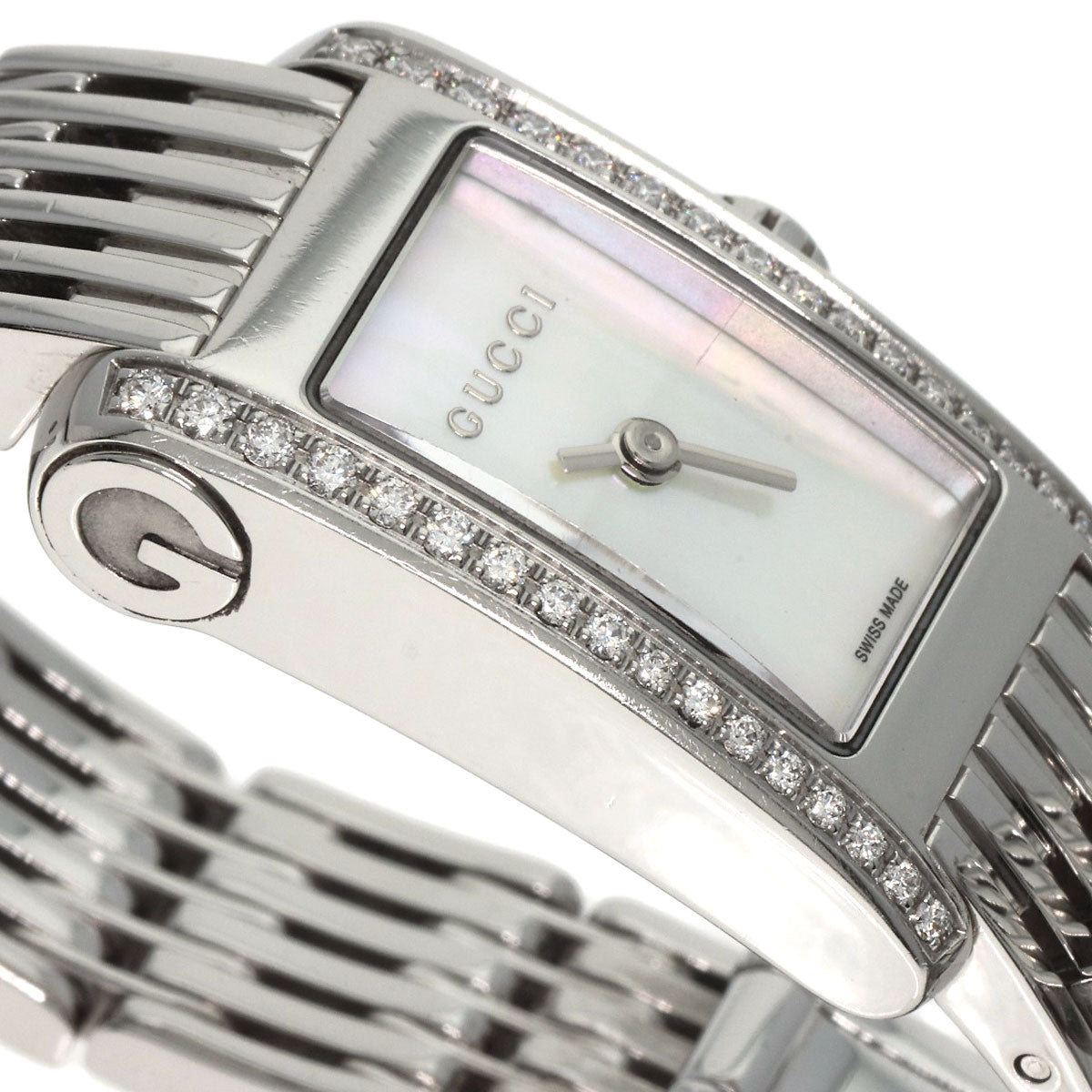 GUCCI Watches Quartz 8600L Stainless Steel Silver G Metro Diamond White shell dial