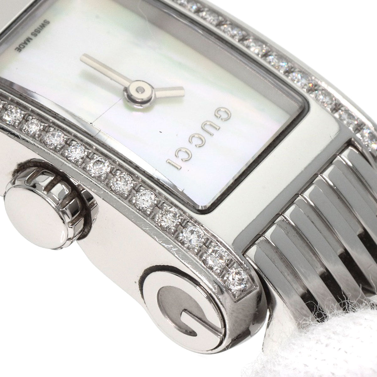 GUCCI Watches Quartz 8600L Stainless Steel Silver G Metro Diamond White shell dial