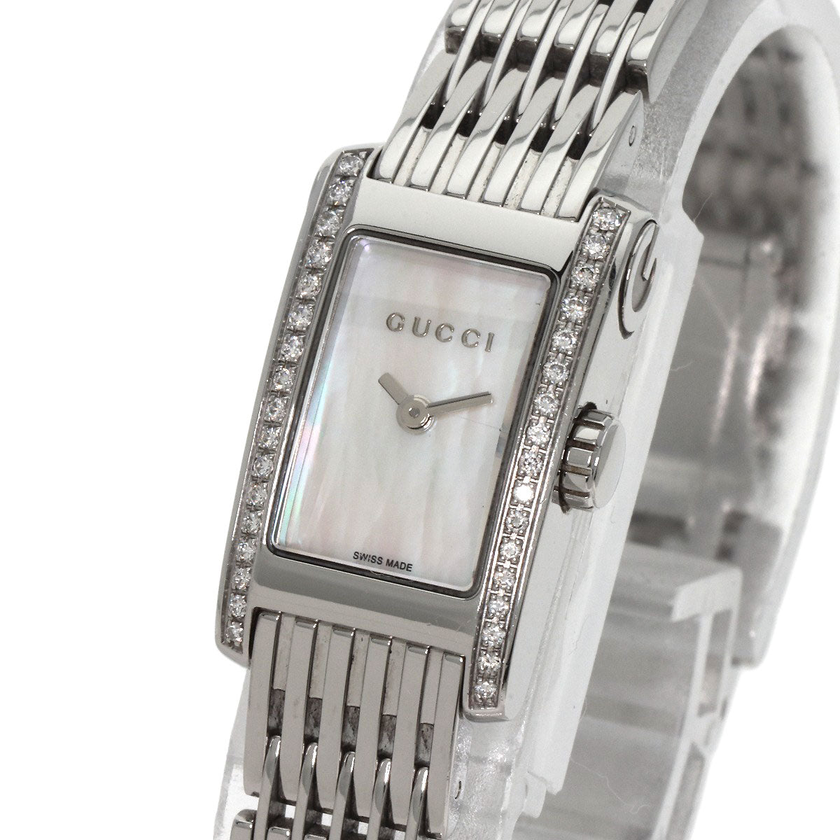 GUCCI Watches Quartz 8600L Stainless Steel Silver G Metro Diamond White shell dial
