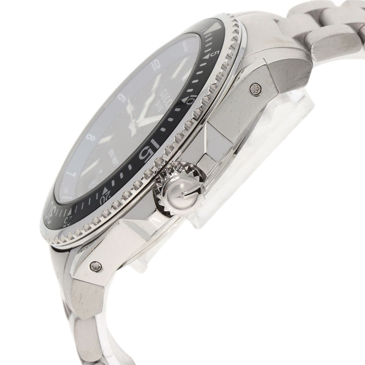 GUCCI Watches Quartz YA136.2 Stainless Steel , Stainless Steel Silver Dive DIVE black dial mens Used