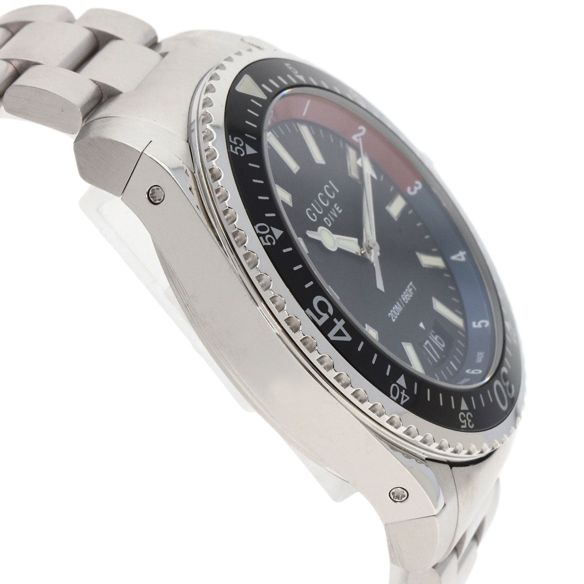 GUCCI Watches Quartz YA136.2 Stainless Steel , Stainless Steel Silver Dive DIVE black dial mens Used