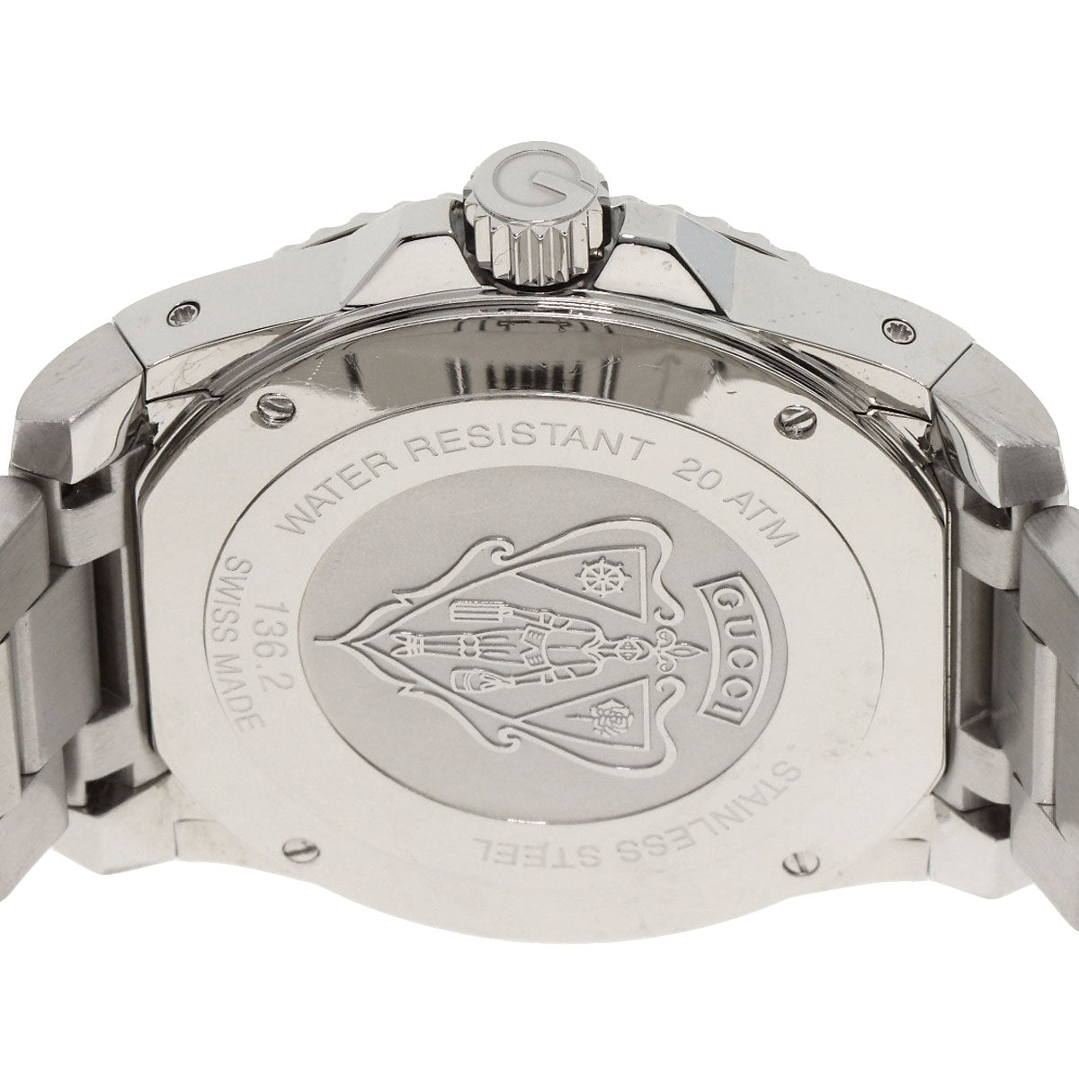 GUCCI Watches Quartz YA136.2 Stainless Steel , Stainless Steel Silver Dive DIVE black dial mens Used