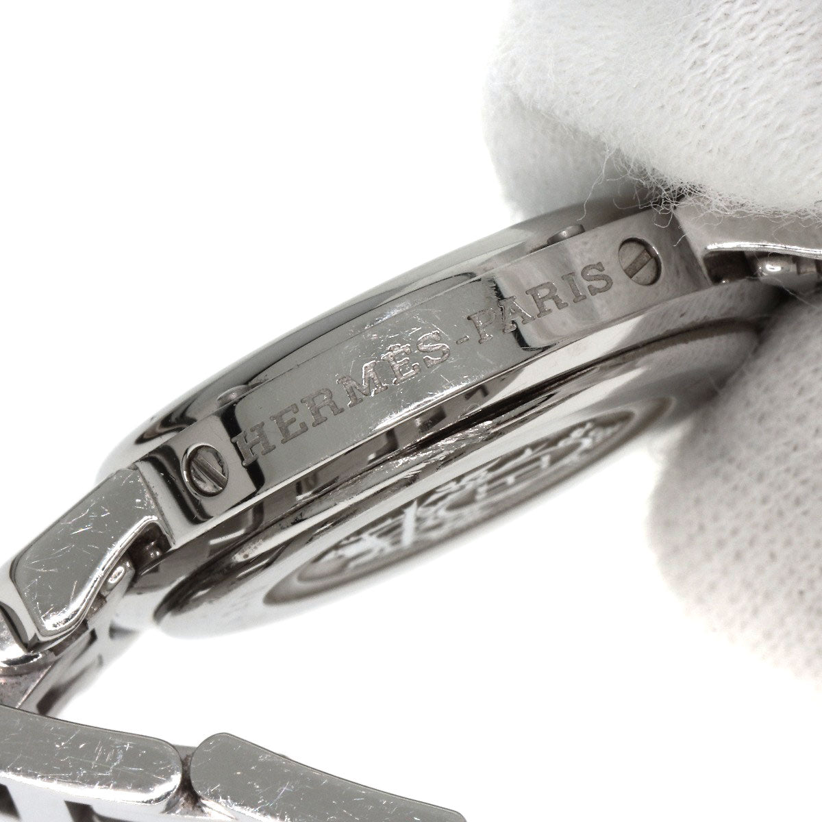 HERMES Watches Quartz CL4.210 Stainless Steel Silver Clipper Nacre Blue shell dial Women Used