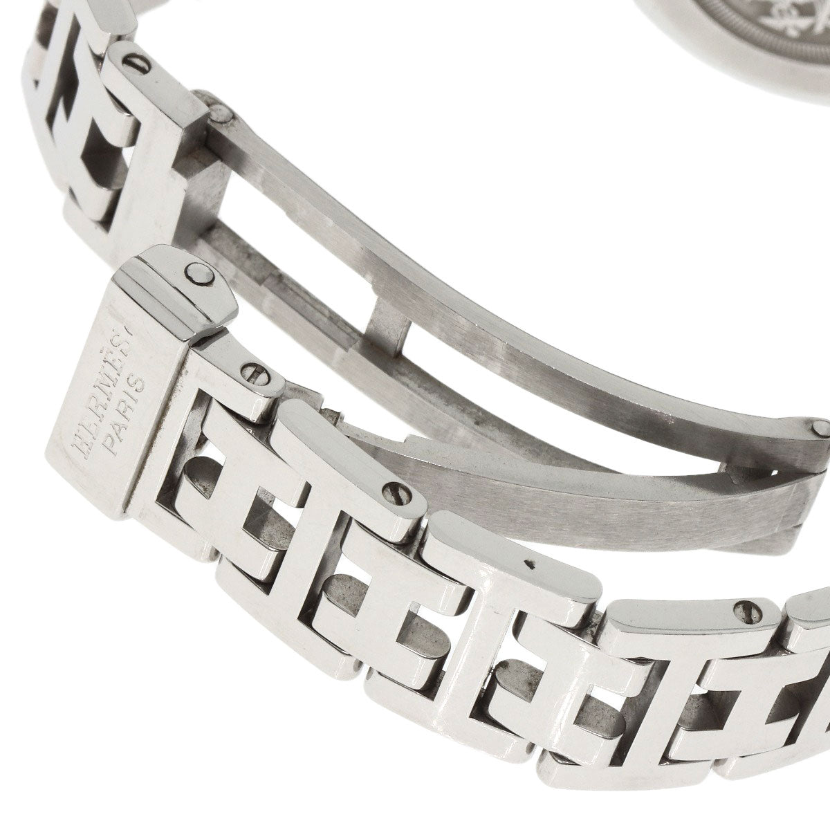 HERMES Watches Quartz CL4.210 Stainless Steel Silver Clipper Nacre Blue shell dial Women Used