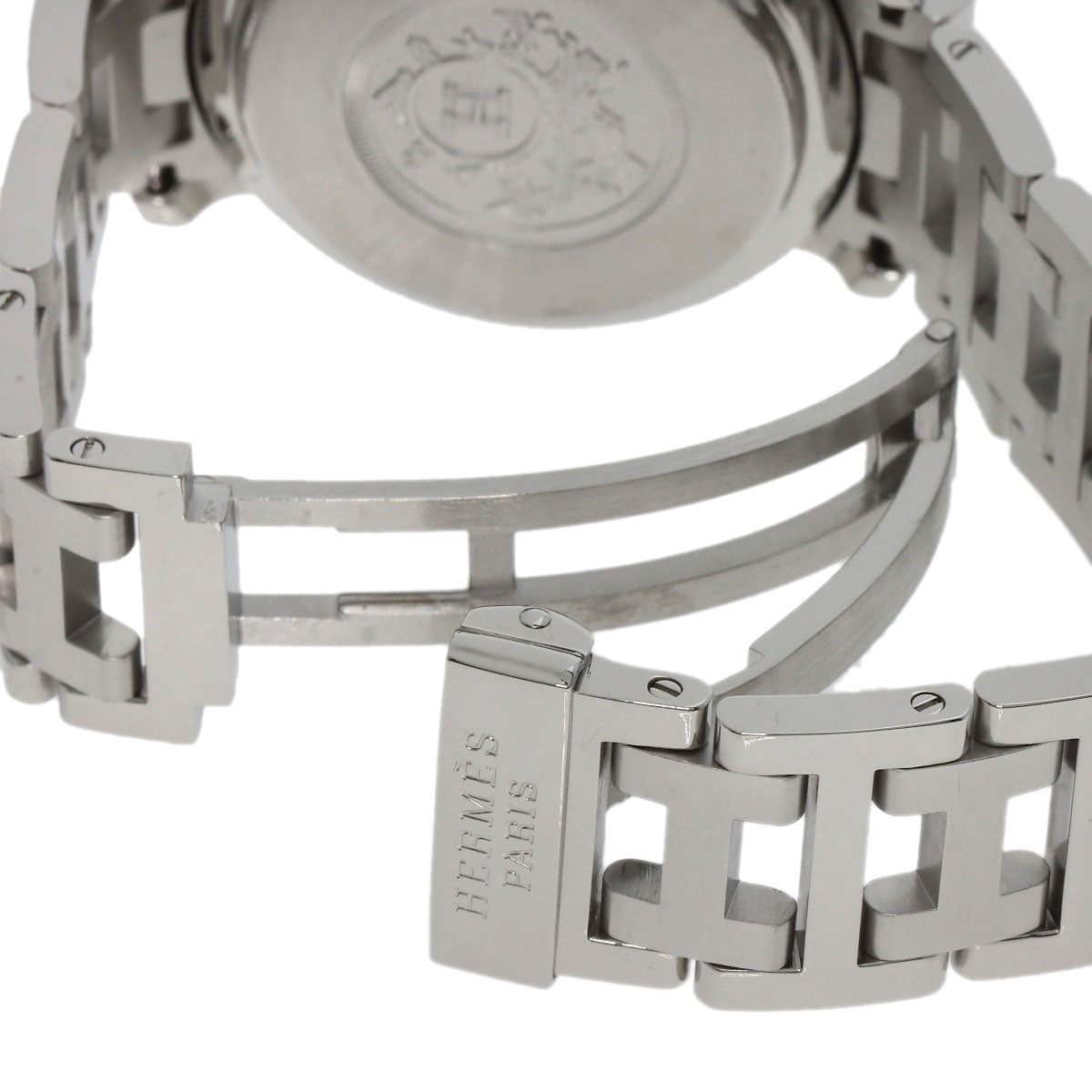 HERMES Watches Quartz CL1.310 Stainless Steel , Stainless Steel Silver Clipper Chronograph blue dial Women Used