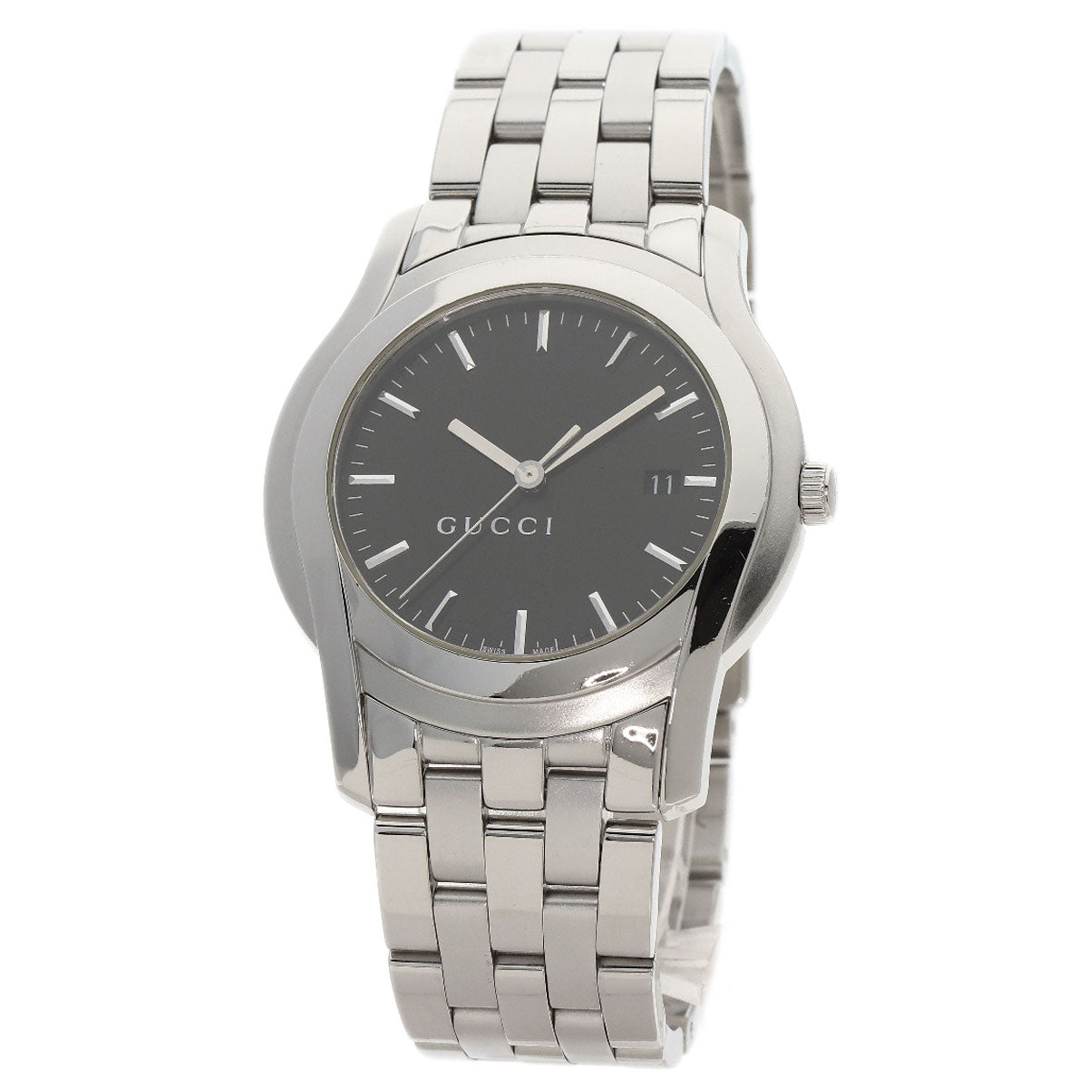 GUCCI Watches Quartz Stainless Steel , Stainless Steel Silver 5500XL black dial mens Used