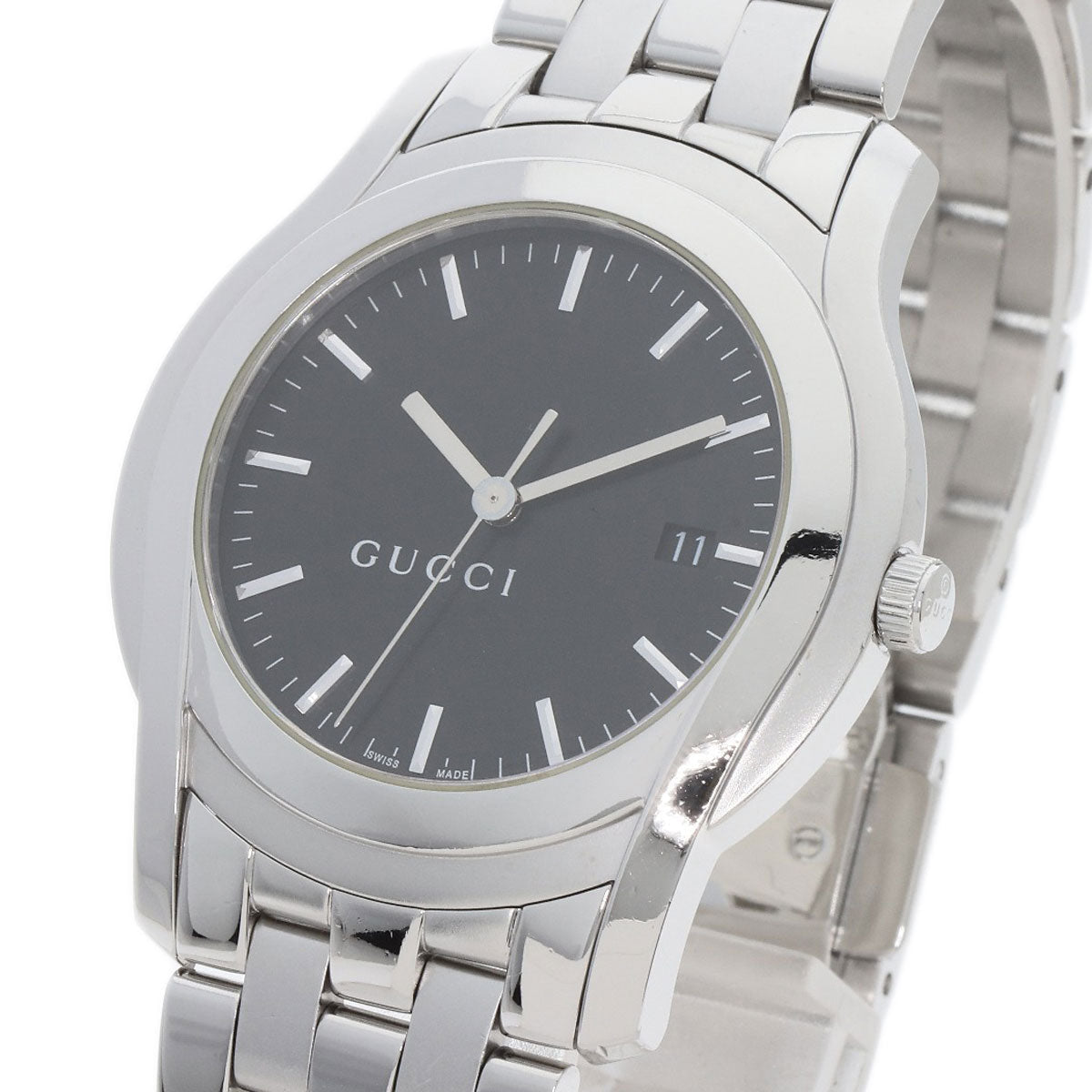 GUCCI Watches Quartz Stainless Steel , Stainless Steel Silver 5500XL black dial mens Used