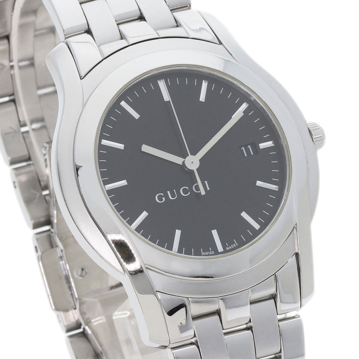 GUCCI Watches Quartz Stainless Steel , Stainless Steel Silver 5500XL black dial mens Used