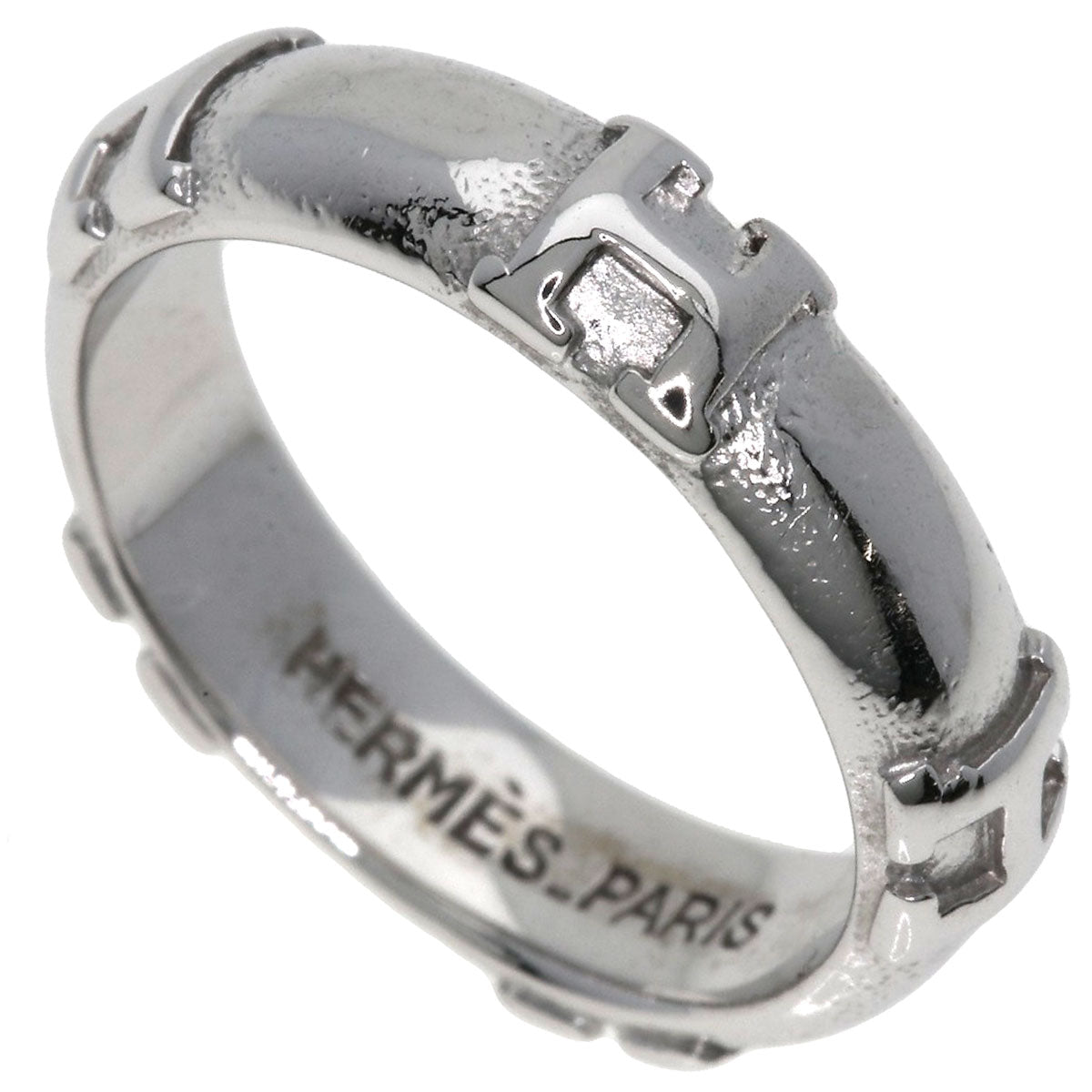 HERMES Ring K18WG Silver Fidelite # 47 Women Used
