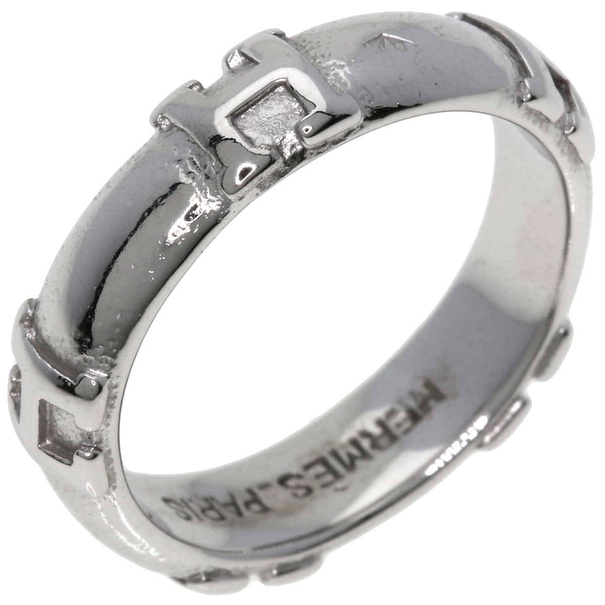 HERMES Ring K18WG Silver Fidelite # 47 Women Used