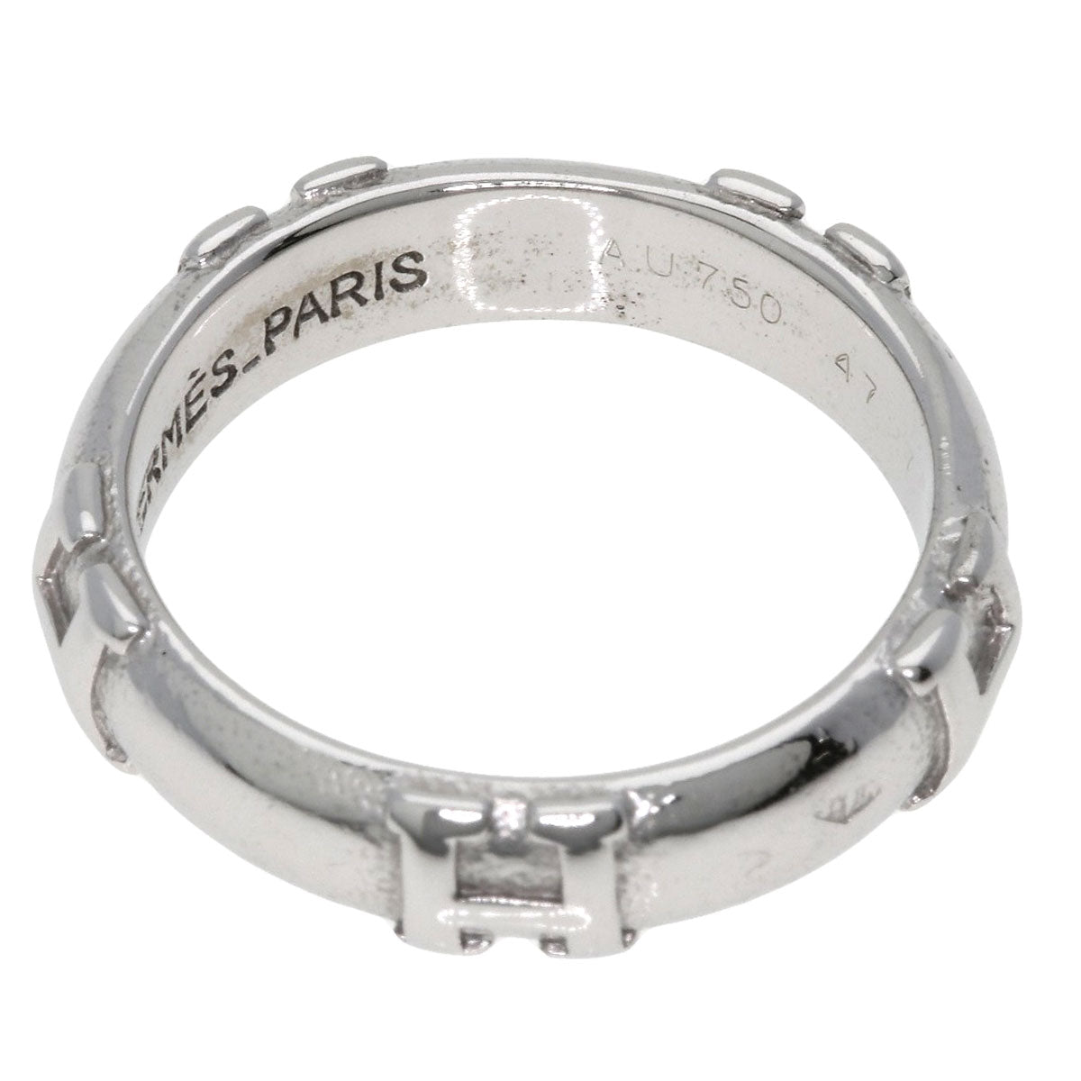 HERMES Ring K18WG Silver Fidelite # 47 Women Used