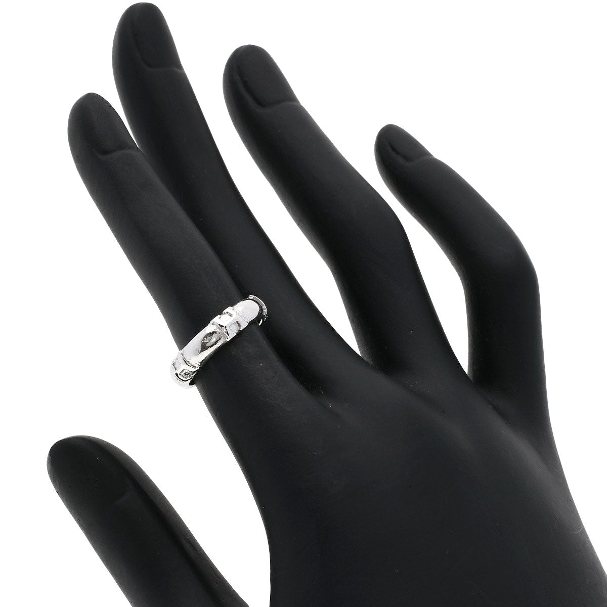 HERMES Ring K18WG Silver Fidelite # 47 Women Used