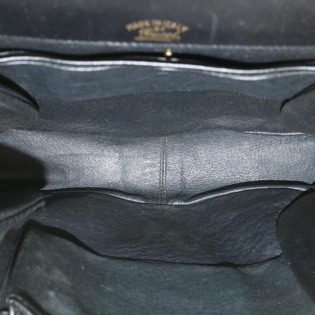 Gucci Soft Black Leather Bucket Bag Pouch With Enamel Buckle Accents