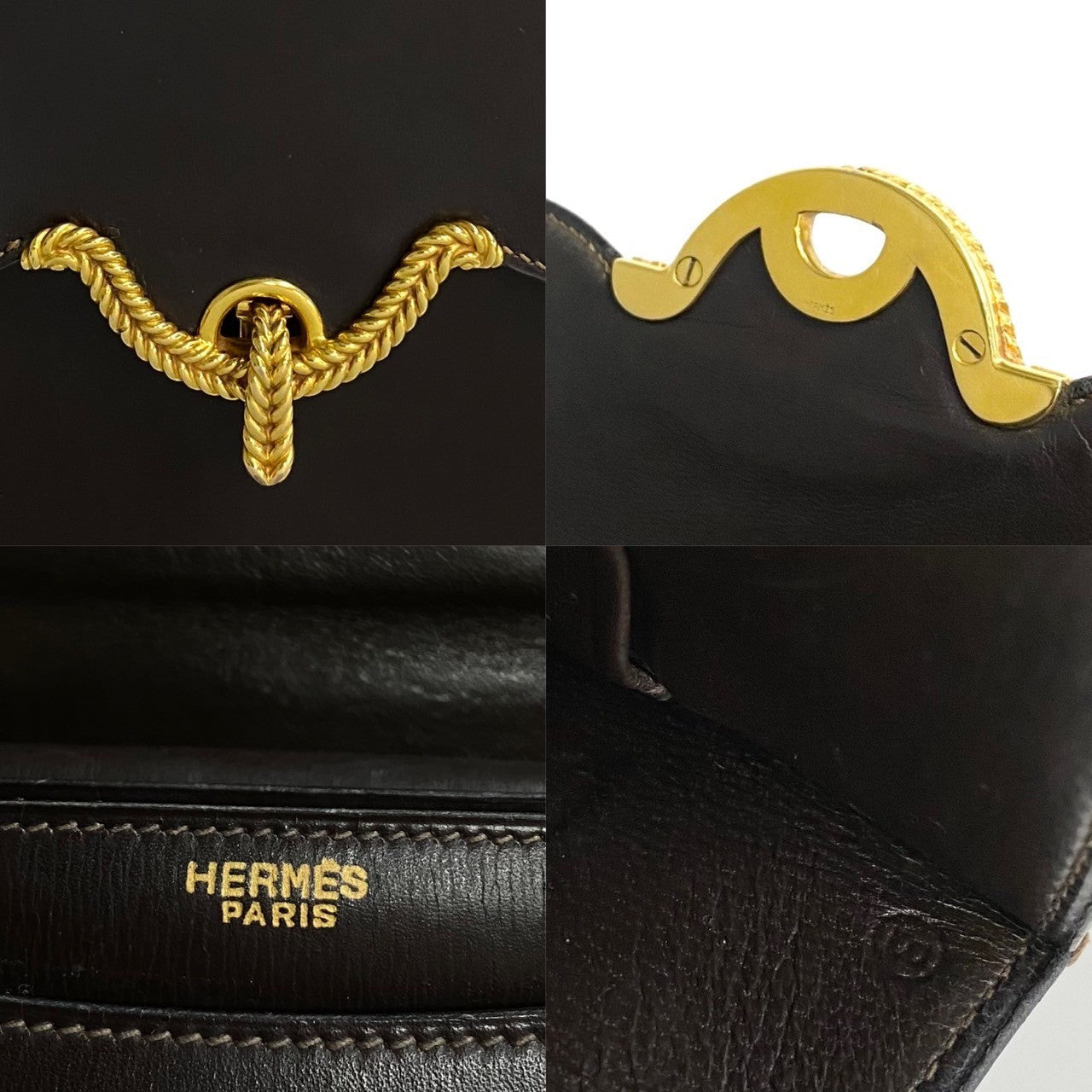 HERMES Handbag leather Brown Vasco