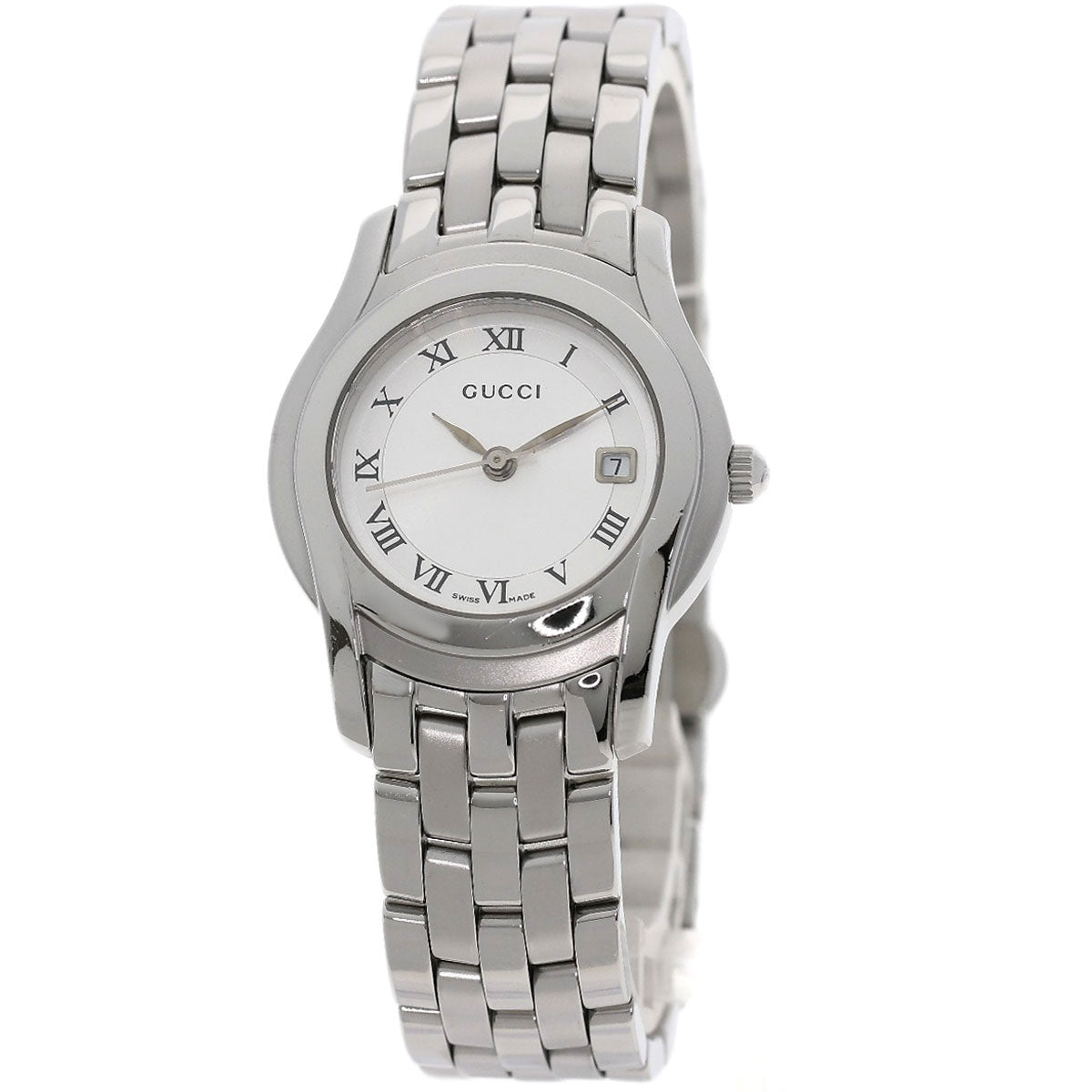 GUCCI Watches Quartz 5500L Stainless Steel , Stainless Steel Silver Round face Silver dial Women Used