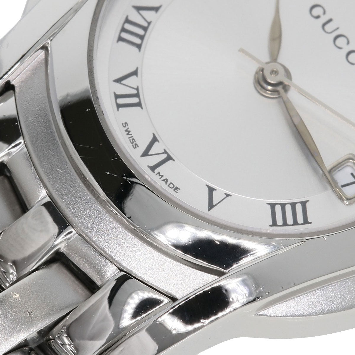 GUCCI Watches Quartz 5500L Stainless Steel , Stainless Steel Silver Round face Silver dial Women Used