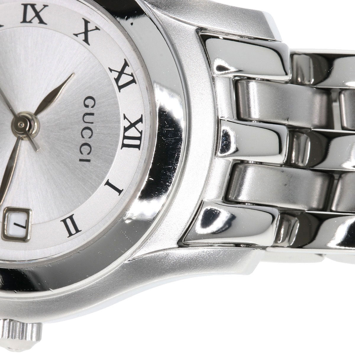 GUCCI Watches Quartz 5500L Stainless Steel , Stainless Steel Silver Round face Silver dial Women Used