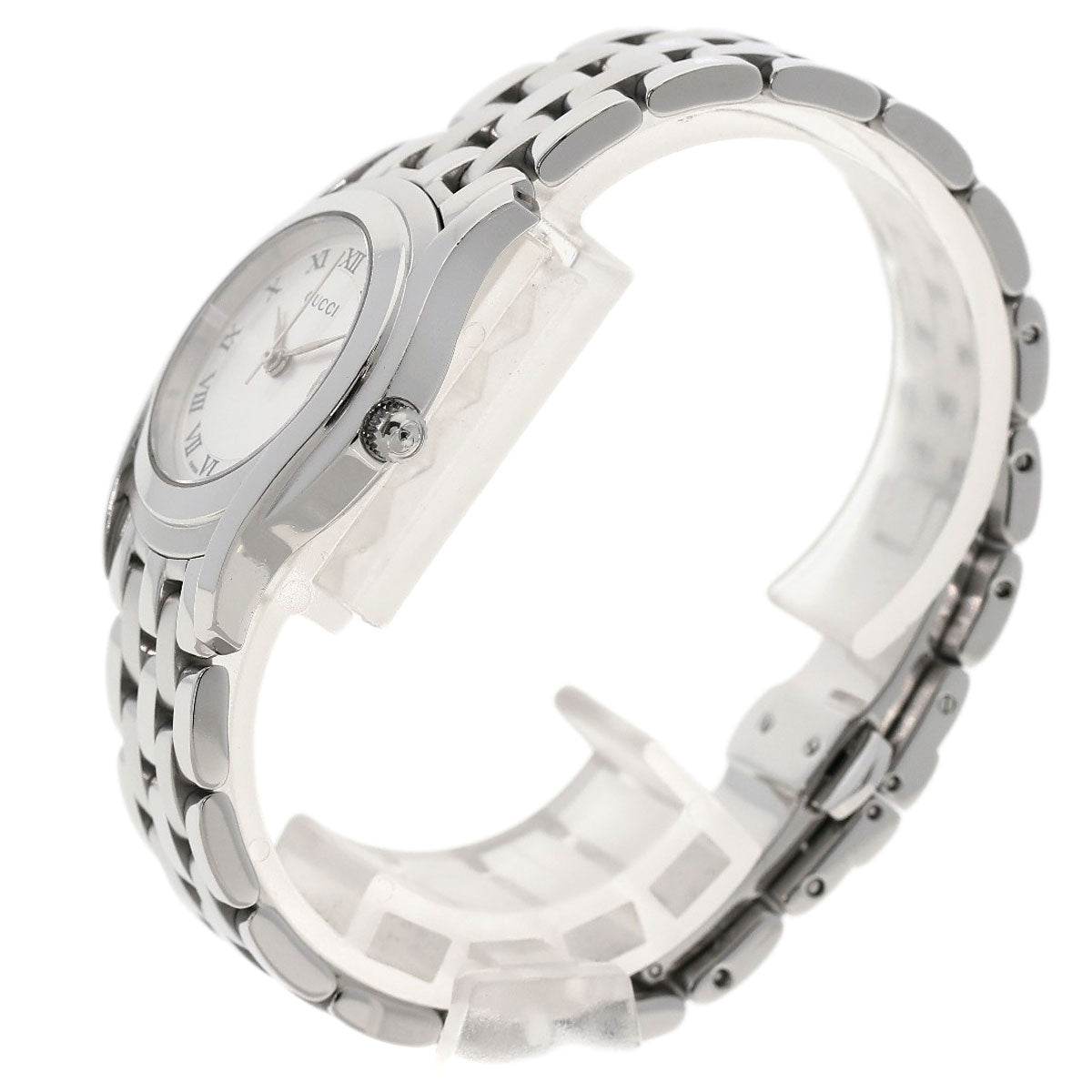 GUCCI Watches Quartz 5500L Stainless Steel , Stainless Steel Silver Round face Silver dial Women Used