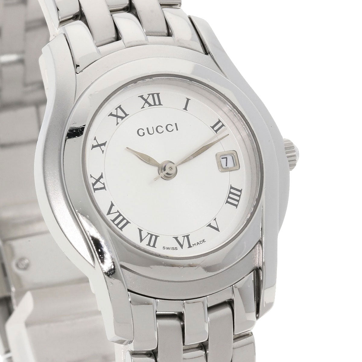 GUCCI Watches Quartz 5500L Stainless Steel , Stainless Steel Silver Round face Silver dial Women Used