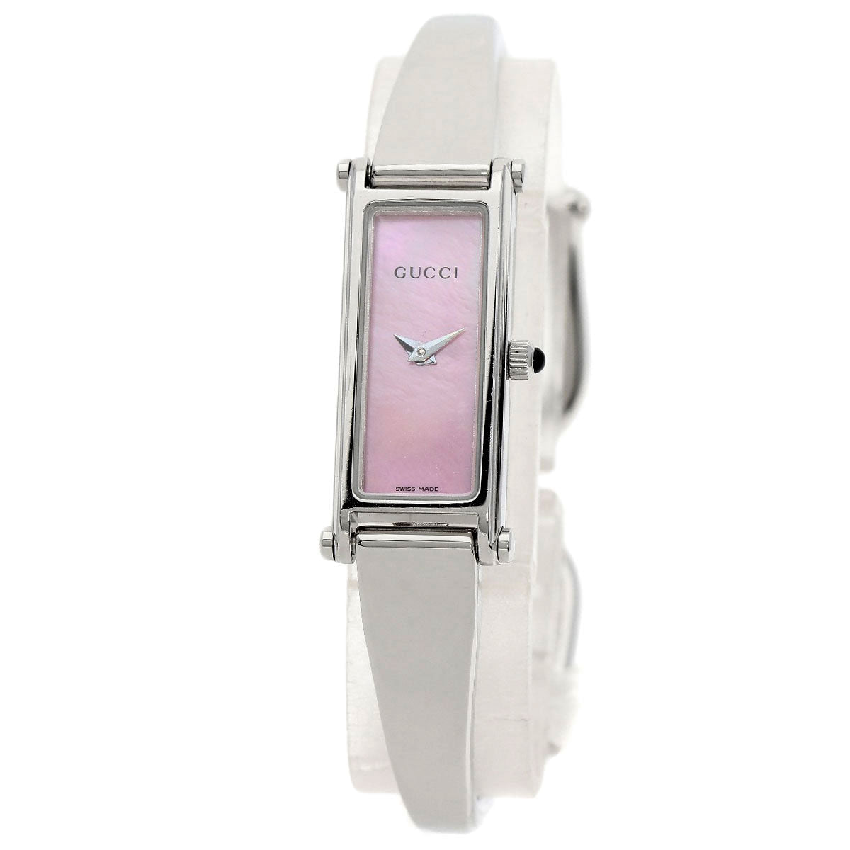 GUCCI Watches Quartz 1500L Stainless Steel , Stainless Steel Silver Square face Pink shell dial Women Used