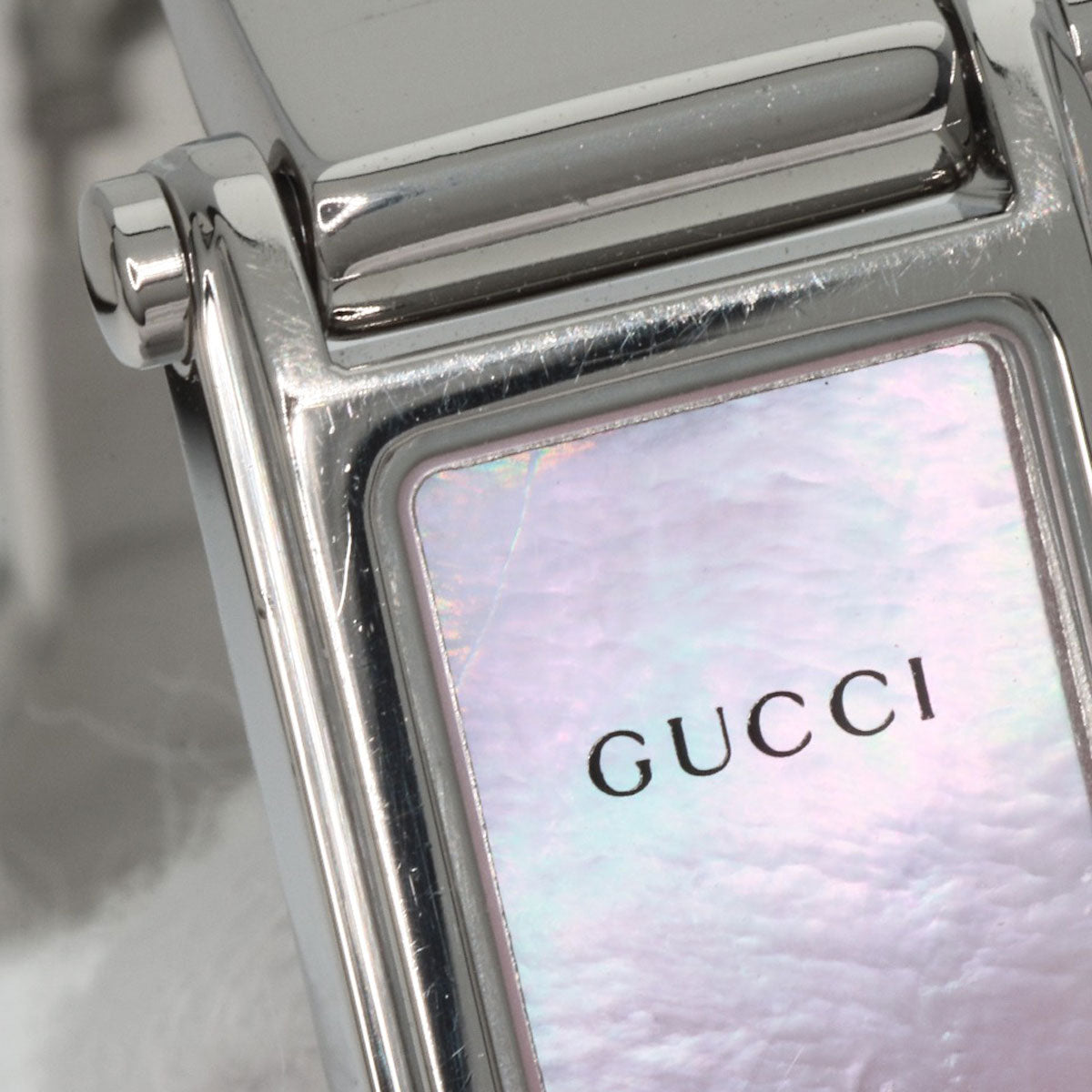 GUCCI Watches Quartz 1500L Stainless Steel , Stainless Steel Silver Square face Pink shell dial Women Used
