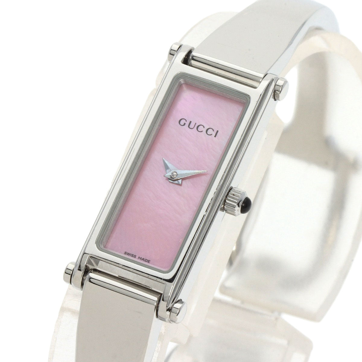 GUCCI Watches Quartz 1500L Stainless Steel , Stainless Steel Silver Square face Pink shell dial Women Used