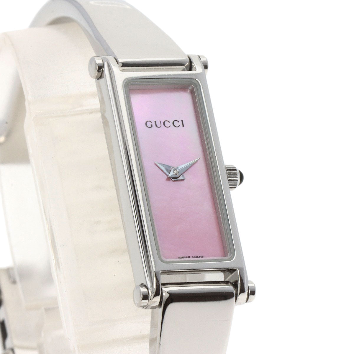 GUCCI Watches Quartz 1500L Stainless Steel , Stainless Steel Silver Square face Pink shell dial Women Used