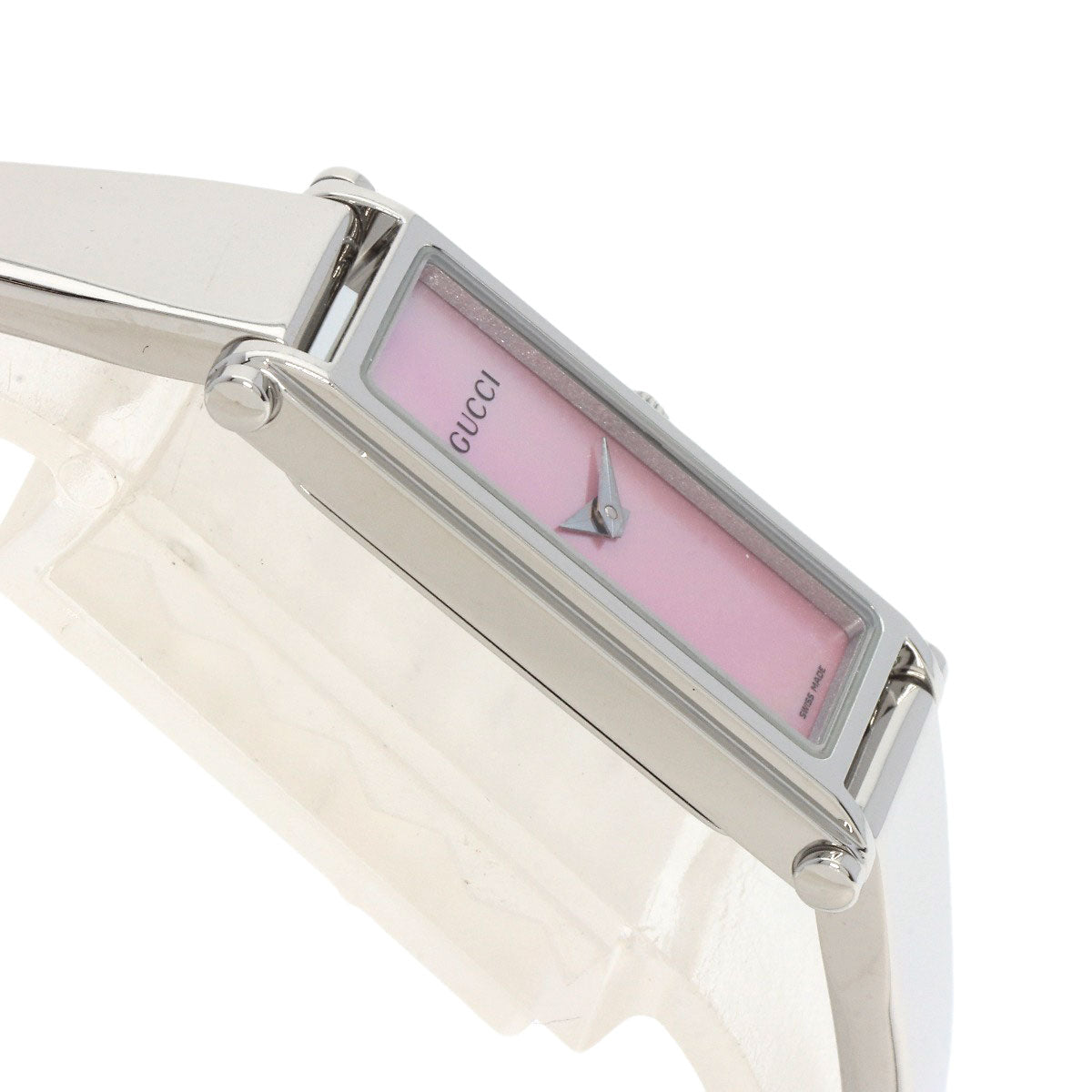 GUCCI Watches Quartz 1500L Stainless Steel , Stainless Steel Silver Square face Pink shell dial Women Used