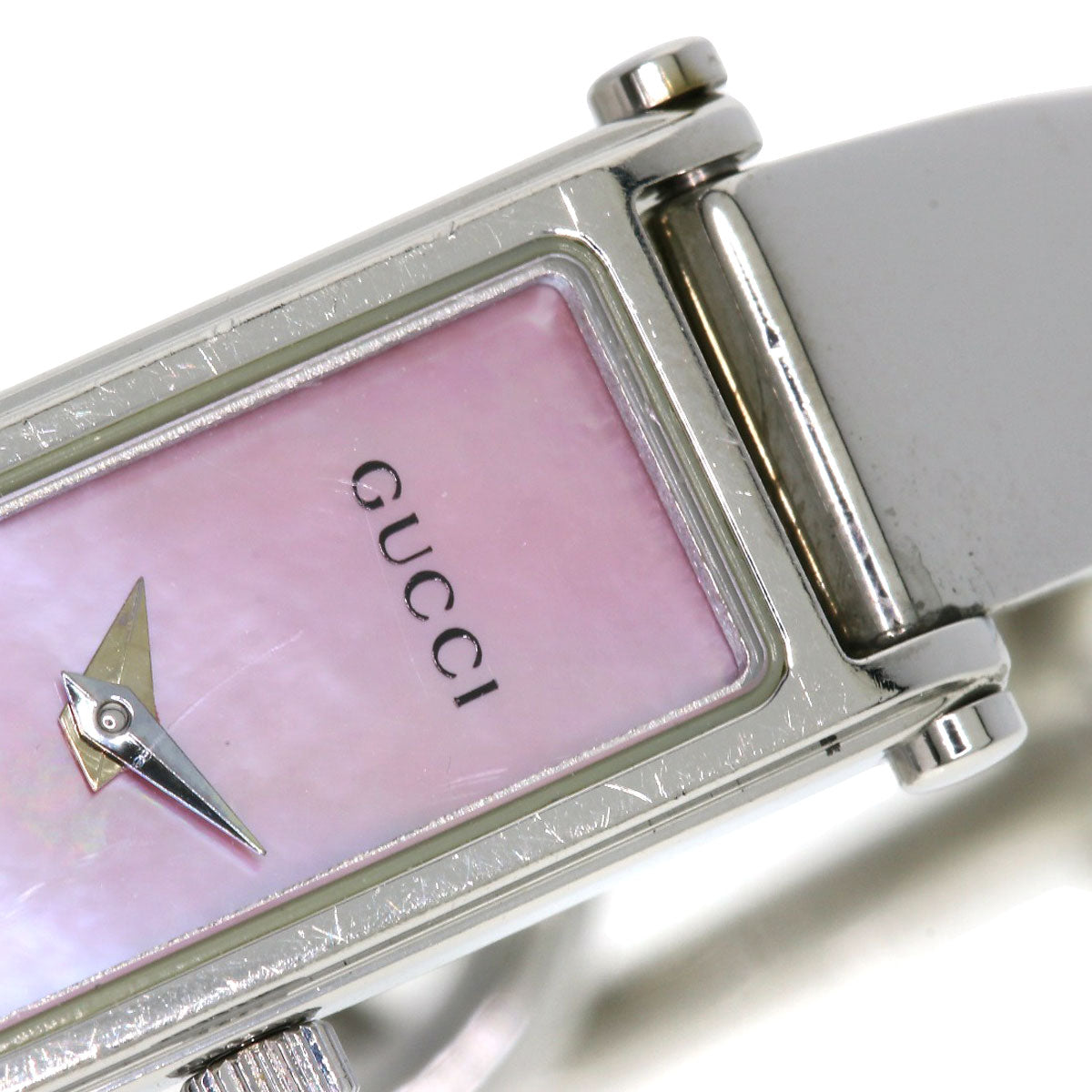 GUCCI Watches Quartz 1500L Stainless Steel , Stainless Steel Silver Square face Pink shell dial Women Used