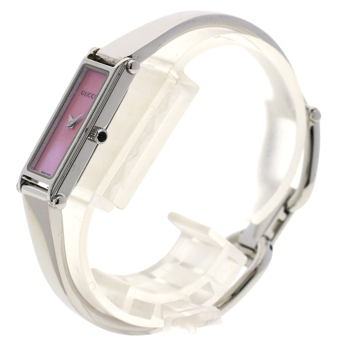 GUCCI Watches Quartz 1500L Stainless Steel , Stainless Steel Silver Square face Pink shell dial Women Used
