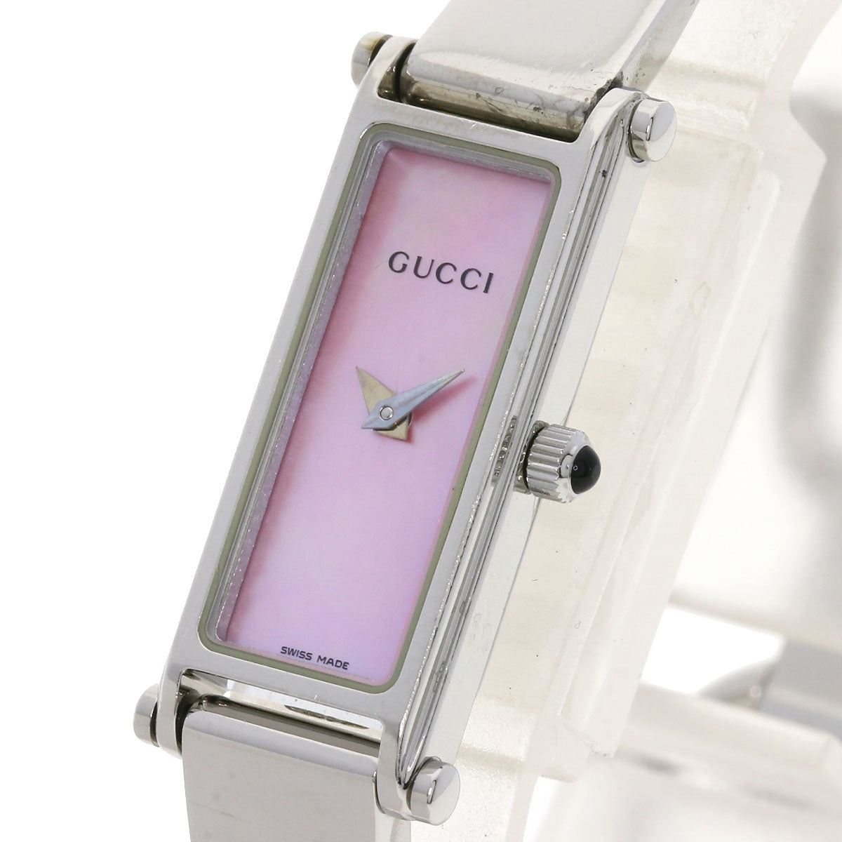 GUCCI Watches Quartz 1500L Stainless Steel , Stainless Steel Silver Square face Pink shell dial Women Used