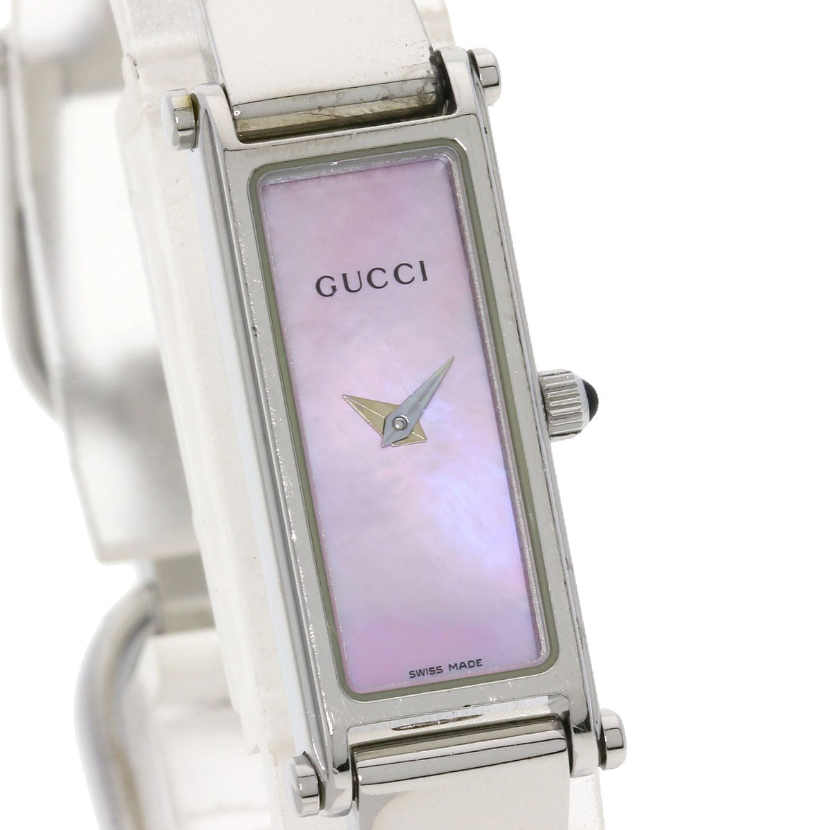 GUCCI Watches Quartz 1500L Stainless Steel , Stainless Steel Silver Square face Pink shell dial Women Used