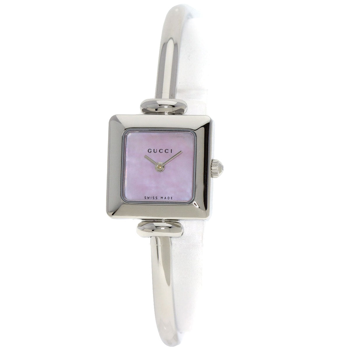 GUCCI Watches Quartz 1900 L Stainless Steel Silver square face bangle Pink shell dial