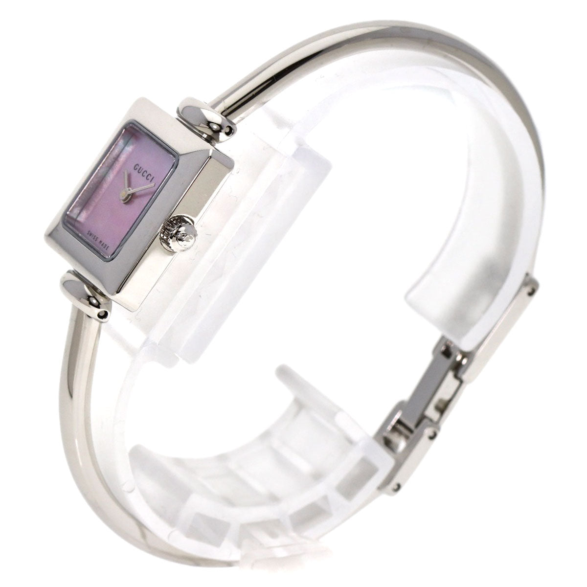 GUCCI Watches Quartz 1900 L Stainless Steel Silver square face bangle Pink shell dial