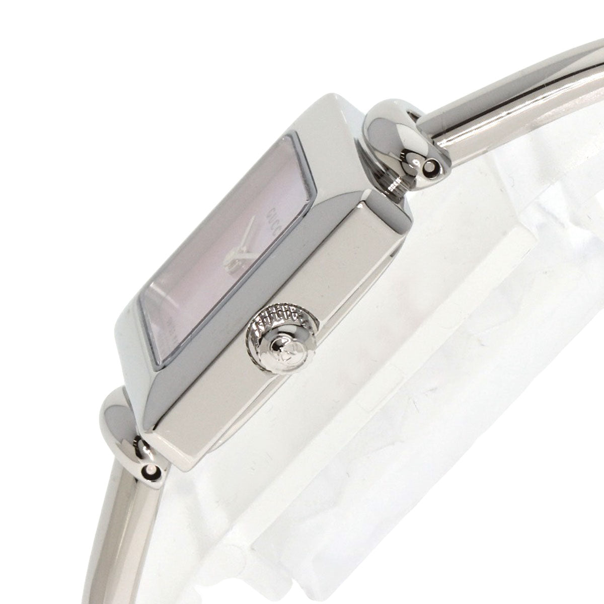 GUCCI Watches Quartz 1900 L Stainless Steel Silver square face bangle Pink shell dial