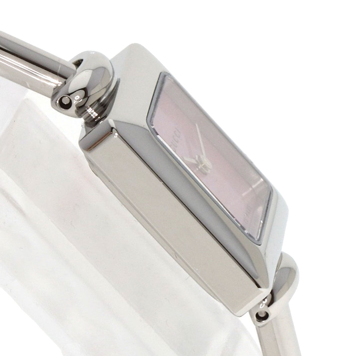 GUCCI Watches Quartz 1900 L Stainless Steel Silver square face bangle Pink shell dial
