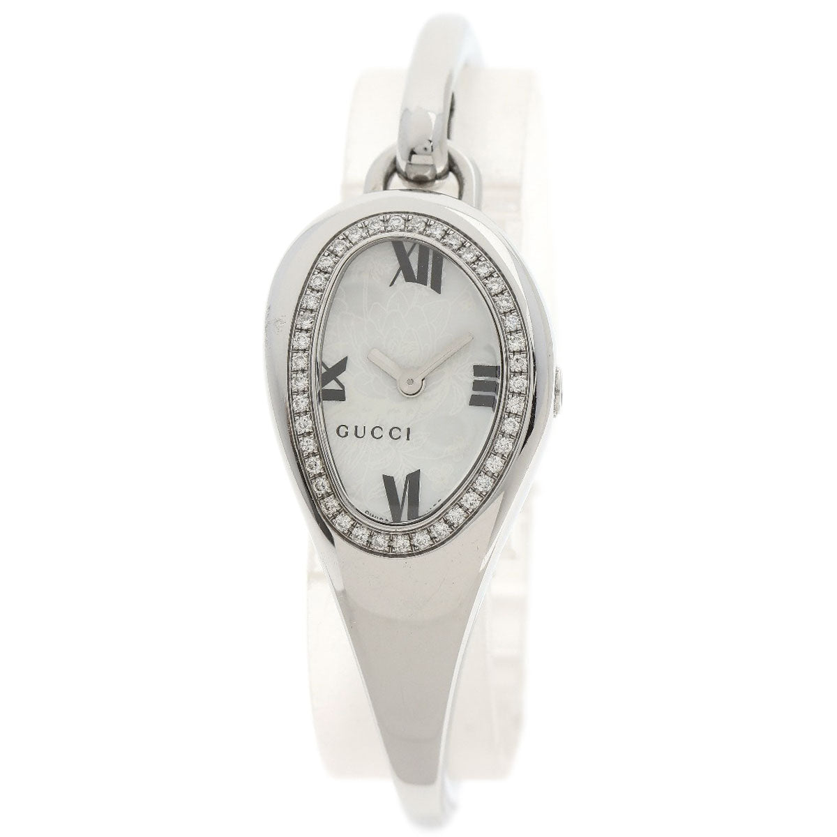 GUCCI Watches Quartz 103 Stainless Steel Silver Horsebit Bezel Diamond white dial